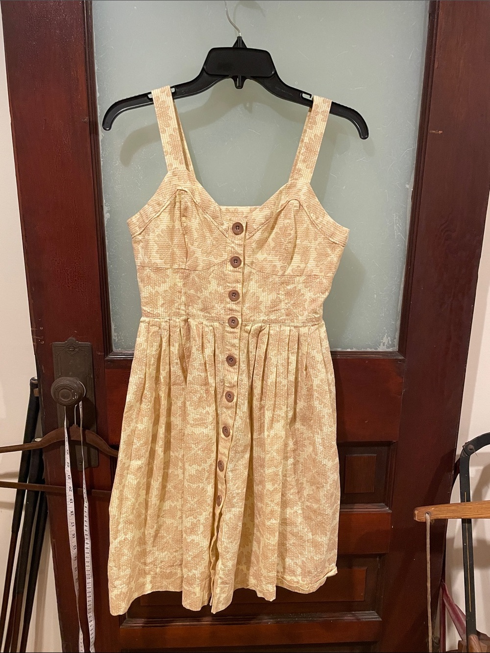 Maeve Pale Yellow Button-Front Mini Sundress